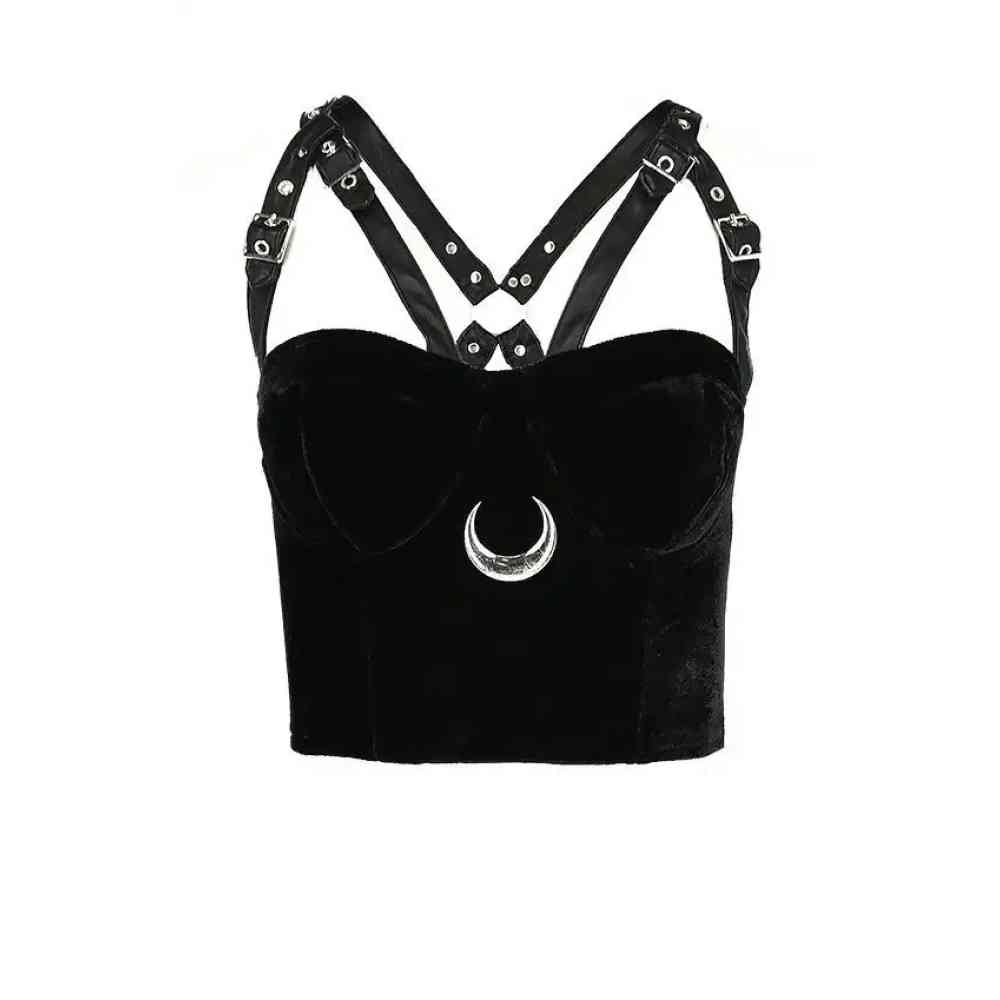Restyle - Moon Harness Crop top - Black